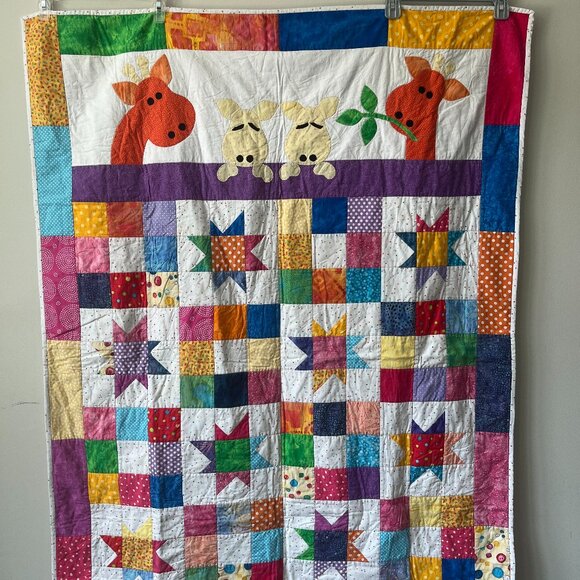 Handmade Giraffe Quilt - Picture 1 of 7